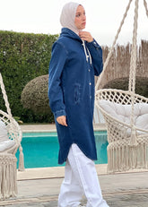 long denim hoodie
