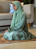 Velvet Mint green Prayer dress