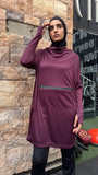 Plum Active Wear Top With Hood&Pocket2
