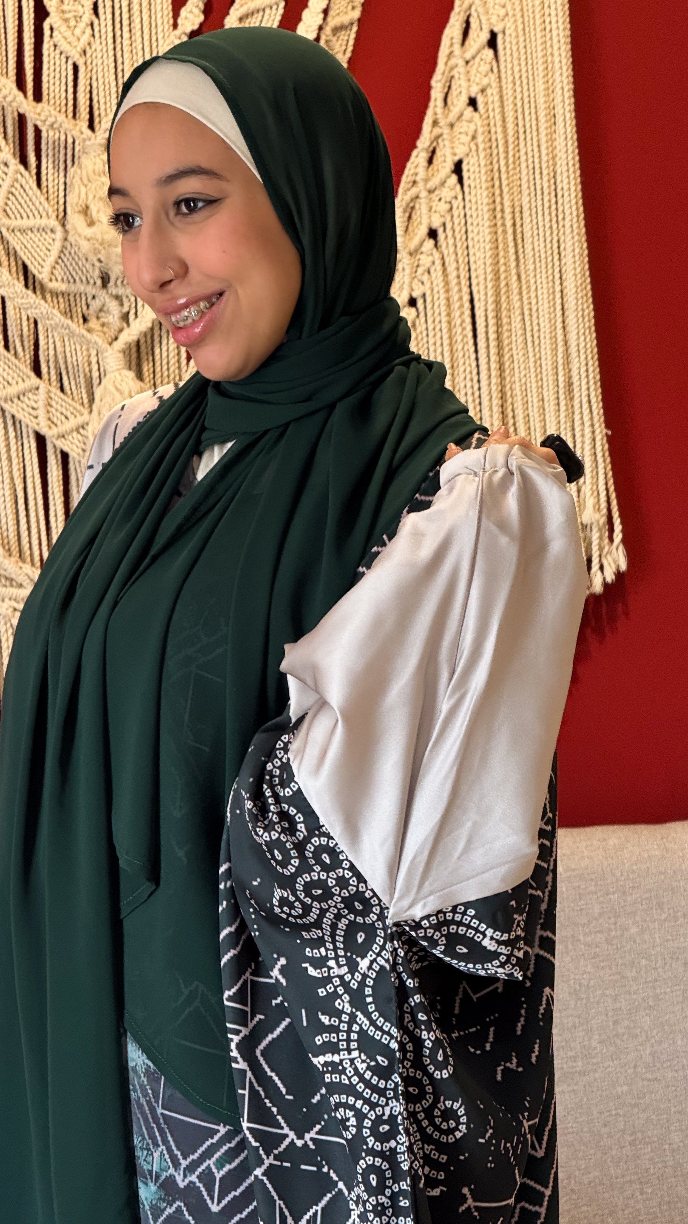 Satin-Dark green prayer dress7