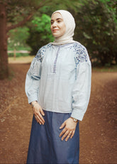 Half Flared Denim Skirt