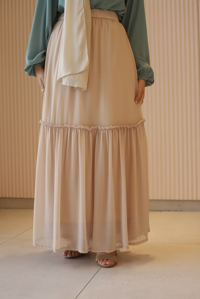 Beige Ruched Skirt