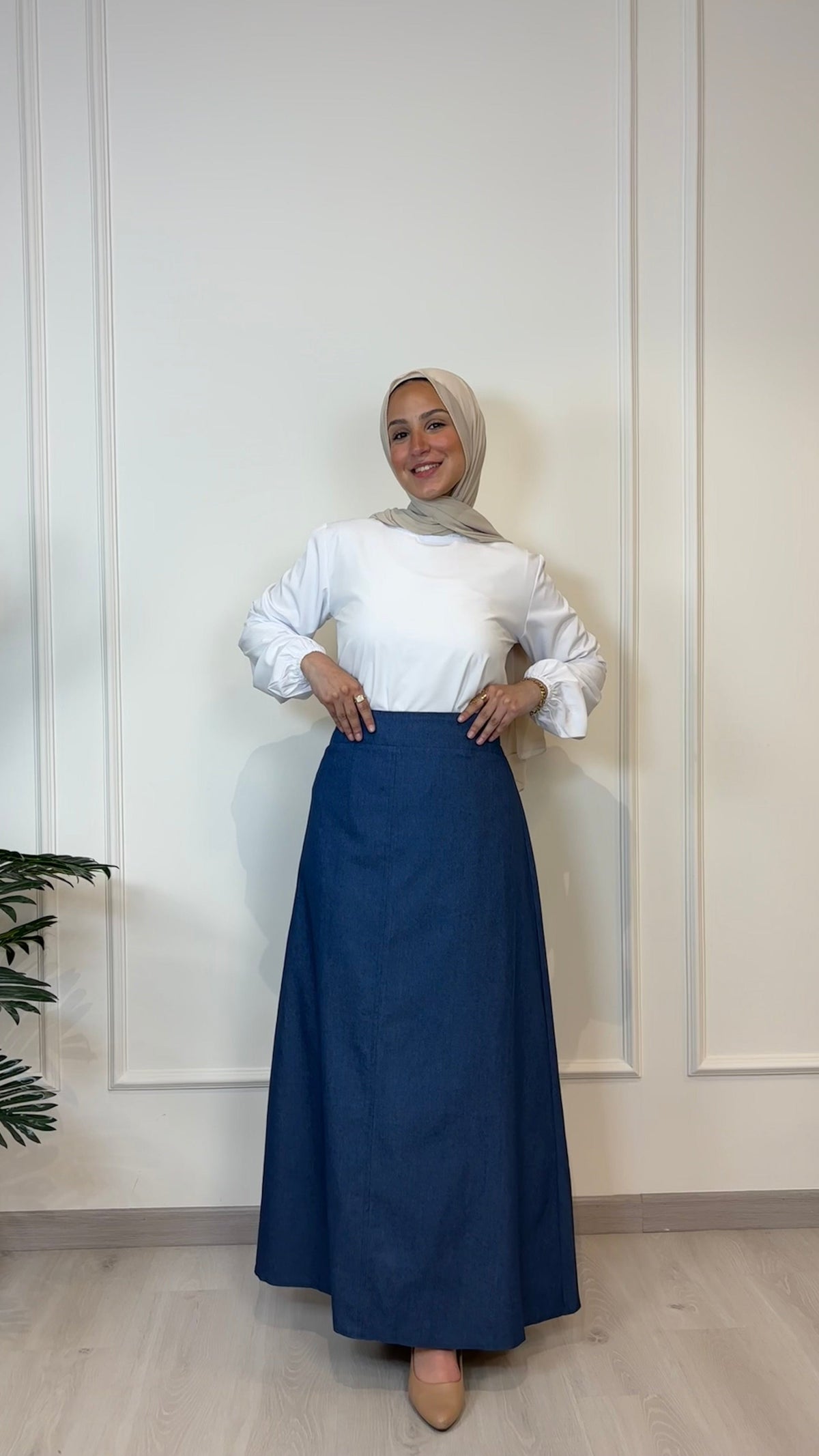 Half Flared Denim Skirt5