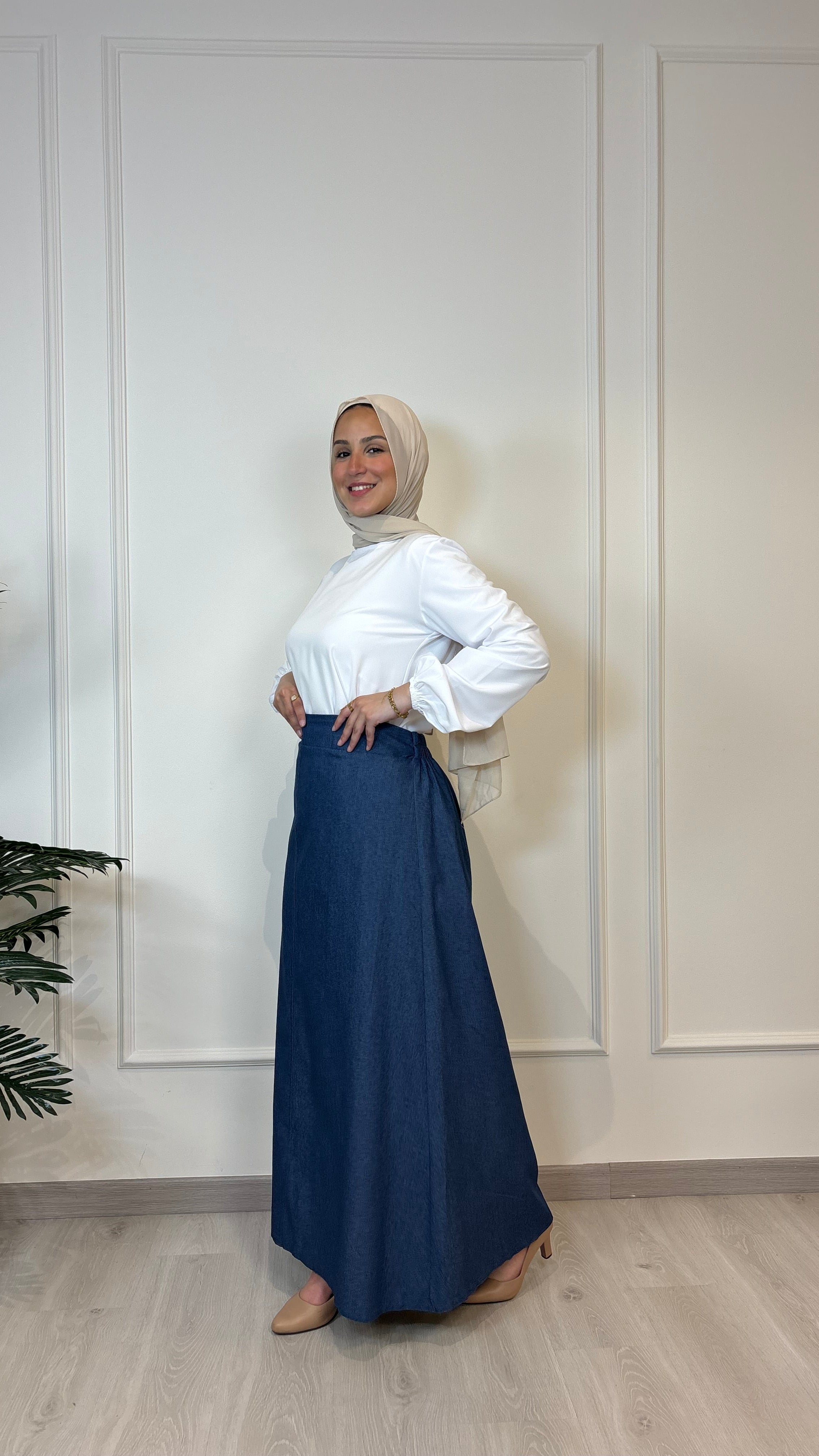 Half Flared Denim Skirt1