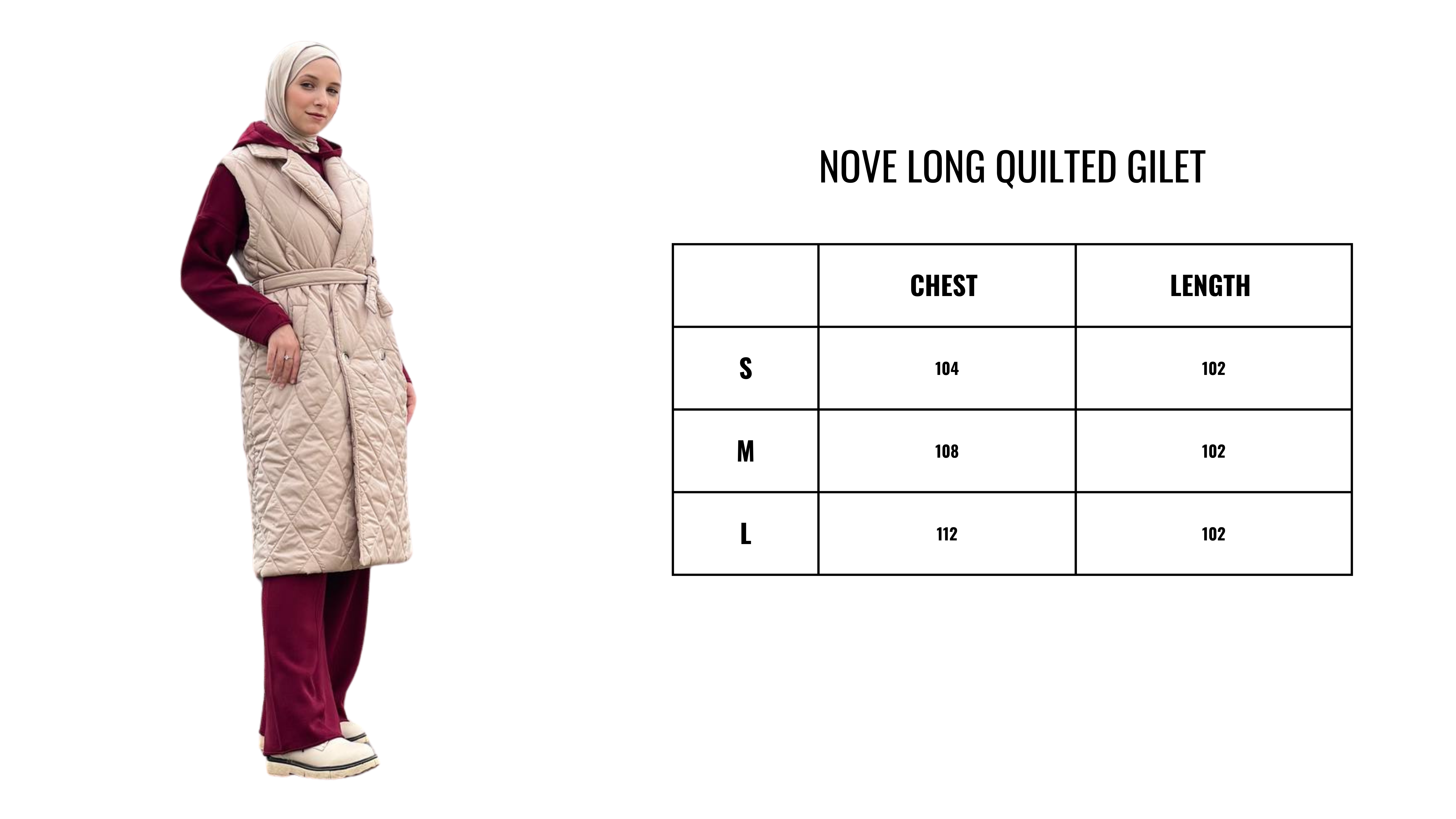 Nove long Quilted Gilet