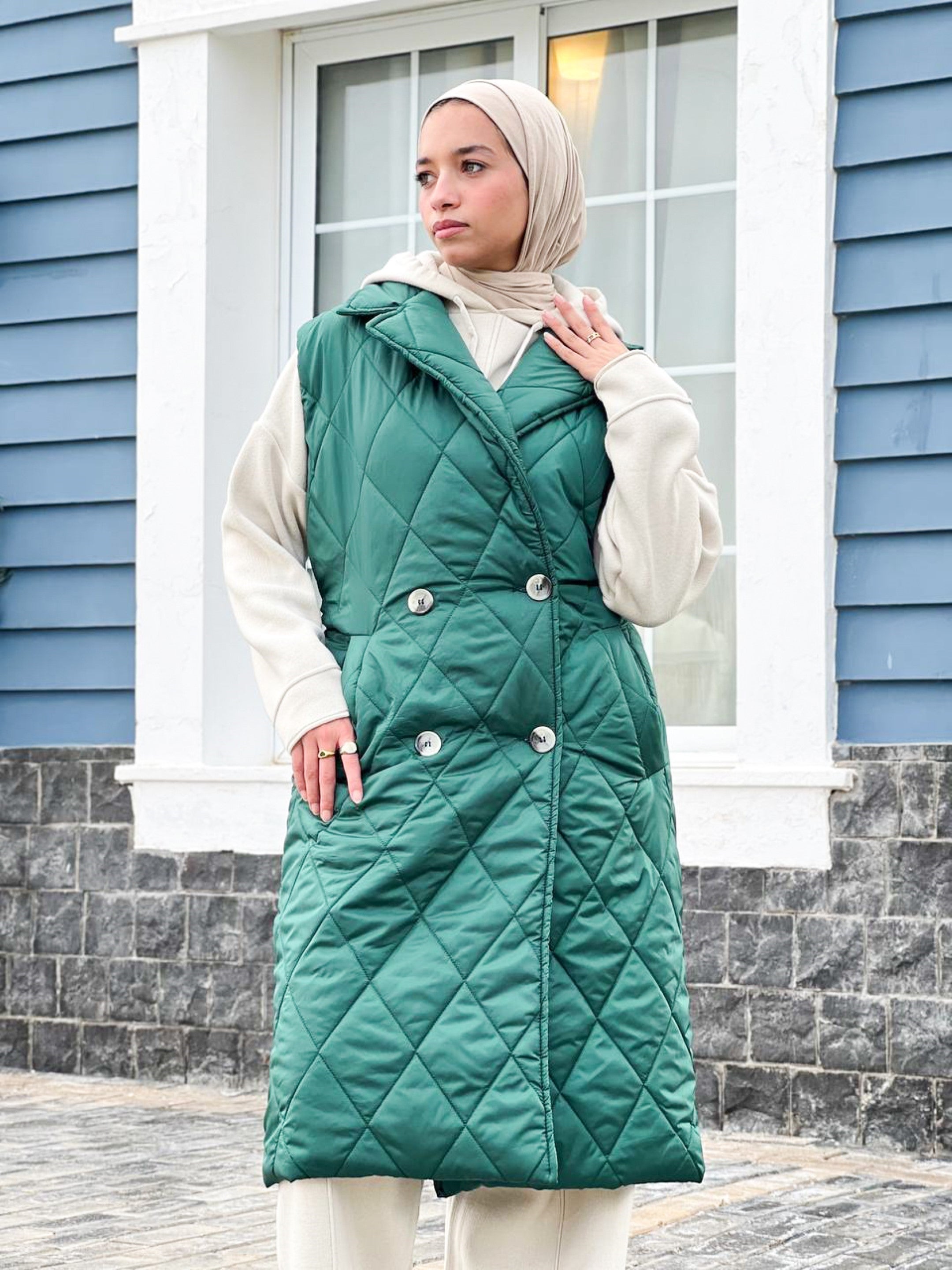 Nove long Quilted Gilet