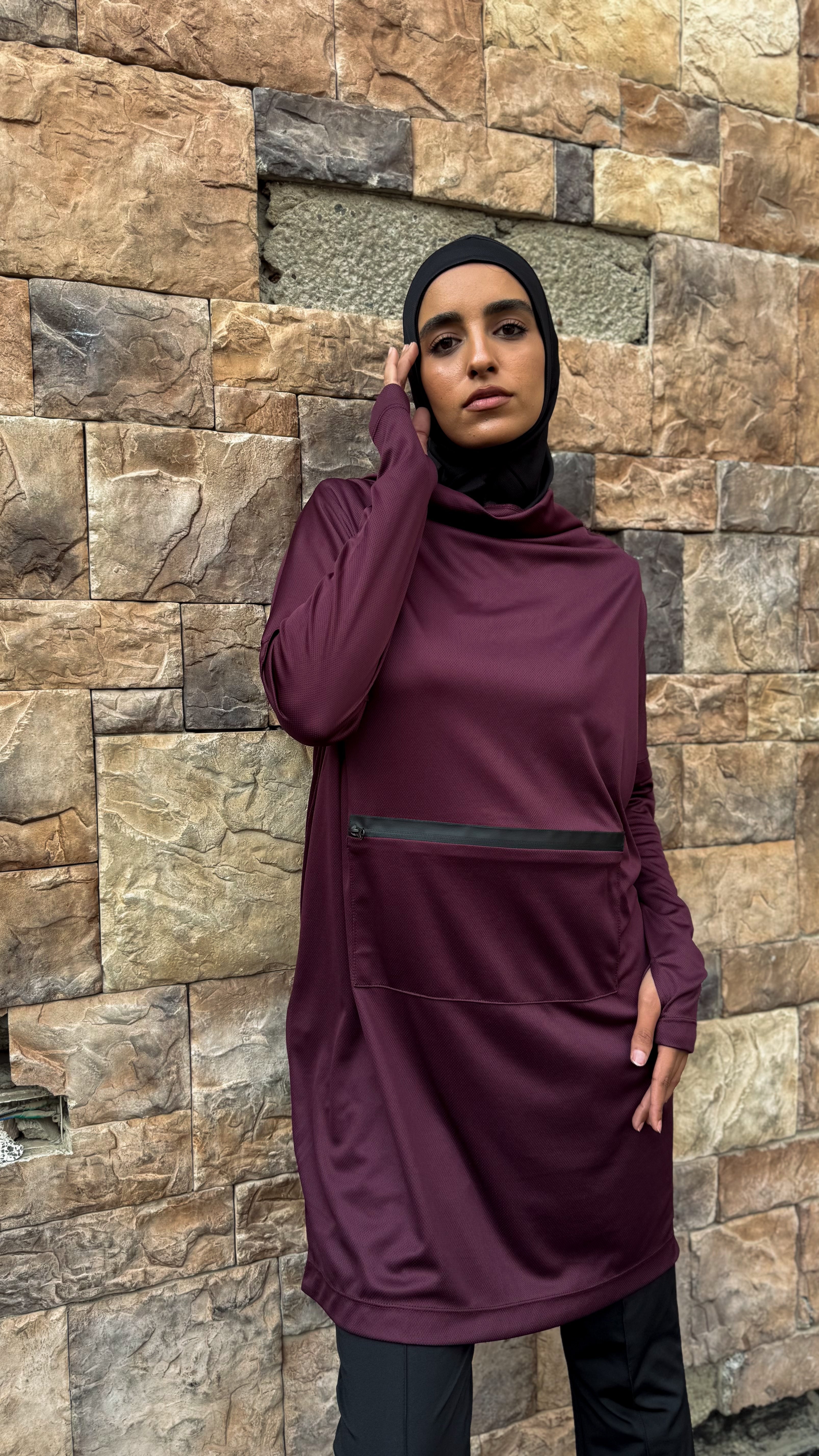 Plum Active Wear Top With Hood&Pocket9