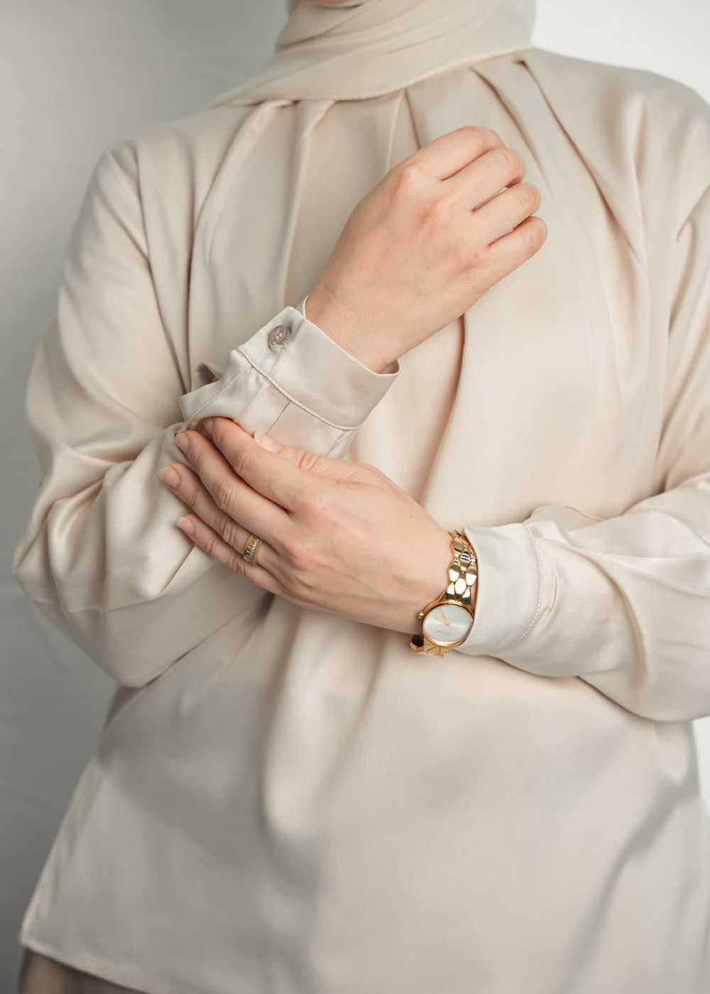 Modest  Long Sleeve Satin Blouse