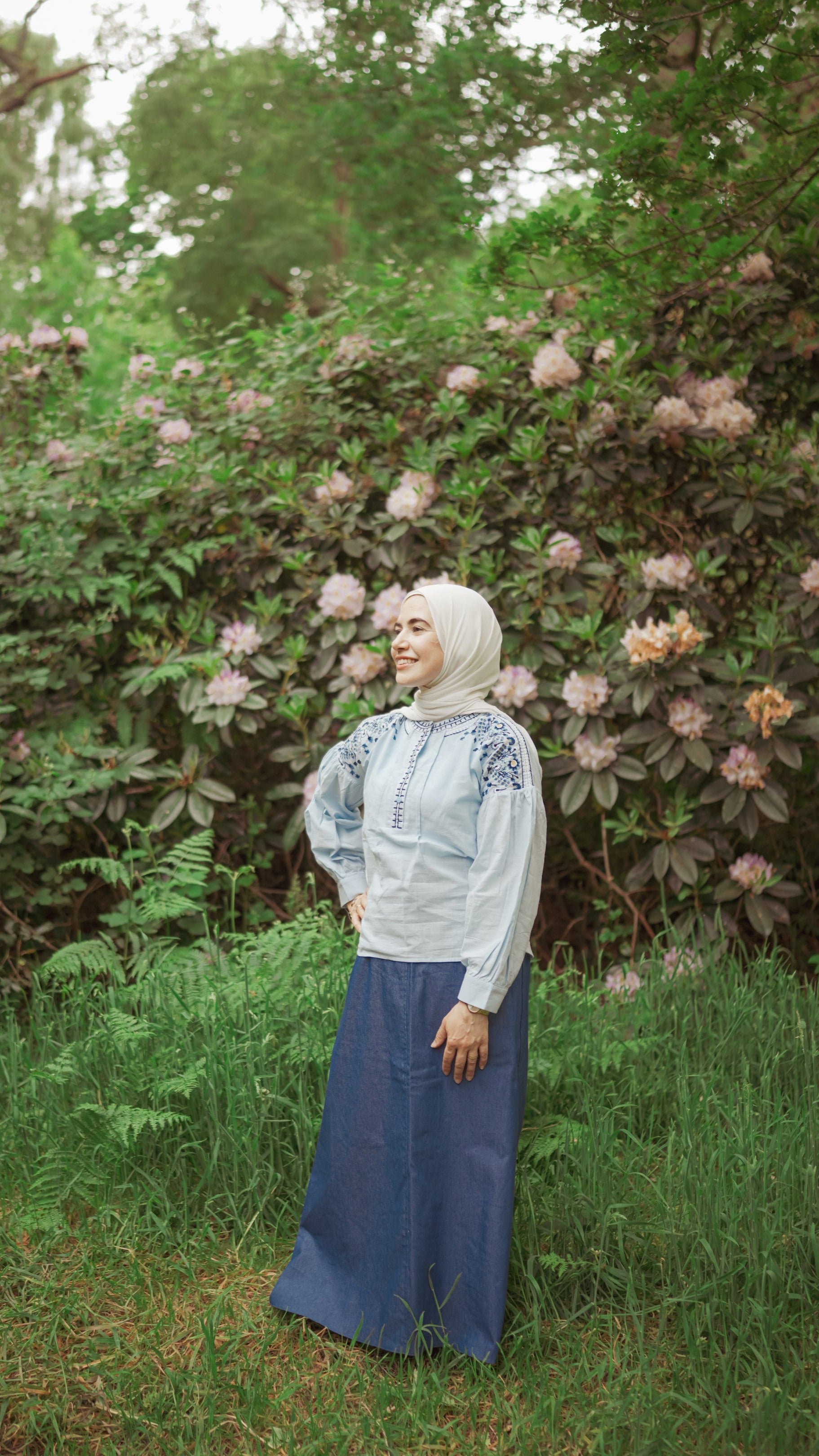 Half Flared Denim Skirt