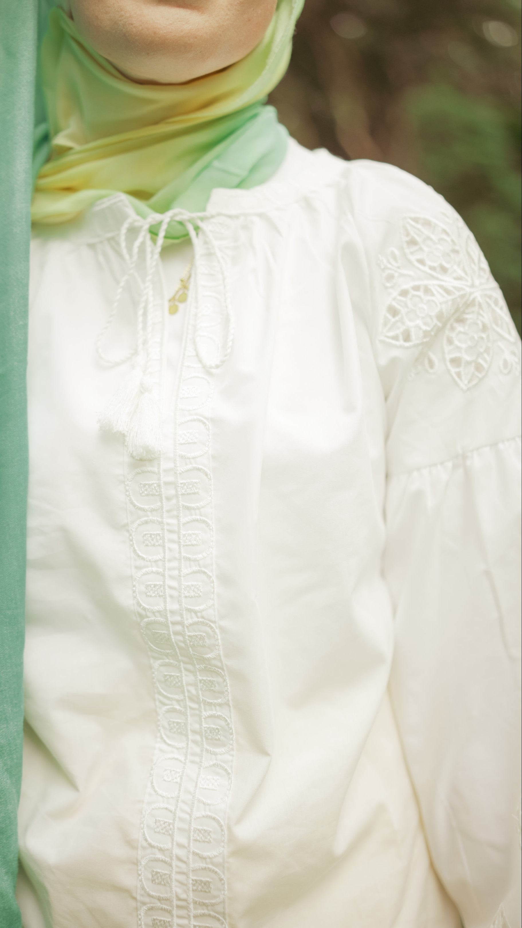 White Cotton Embroidered Boho Blouse